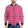 White And Pink Breast Cancer Print Bomber Jacket