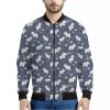 White Baby Polar Bear Pattern Print Bomber Jacket