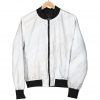 White Brown Smooth Marble Print Bomber Jacket