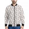 White Bull Terrier Pattern Print Bomber Jacket