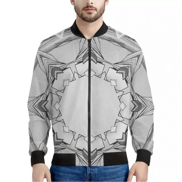 White Kaleidoscope Print Bomber Jacket