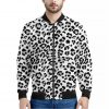 White Leopard Print Bomber Jacket