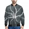 White Lightning Print Bomber Jacket