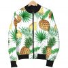 White Watercolor Pineapple Pattern Print Bomber Jacket