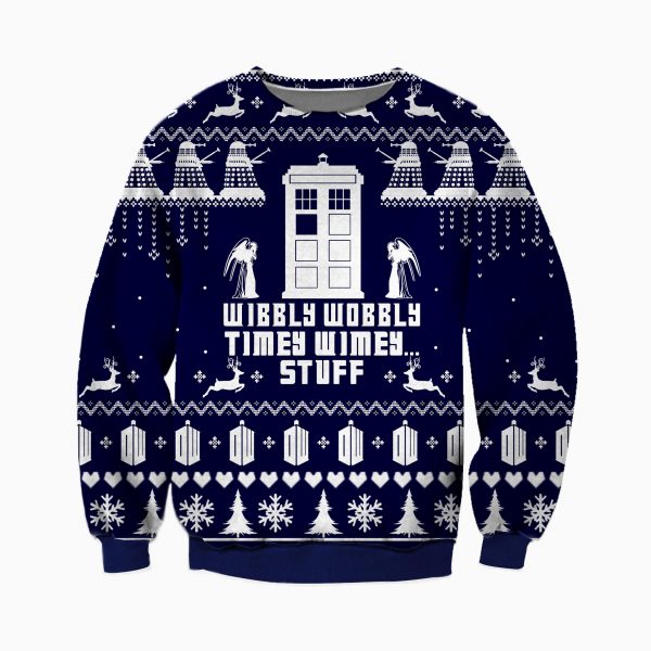 Wibbly Wobbly Knitting Pattern 3D Print Ugly Christmas Sweatshirt