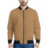 Xmas Candy Cane Stripes Print Bomber Jacket