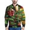 Xmas Tree Print Bomber Jacket