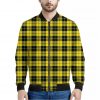 Yellow Black And Blue Tartan Print Bomber Jacket
