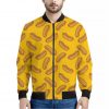 Yellow Hot Dog Pattern Print Bomber Jacket