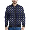 Yellow Lightning Bolts Pattern Print Bomber Jacket