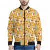 Yellow Llama Pattern Print Bomber Jacket