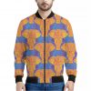 Yellow Mandala Elephant Pattern Print Bomber Jacket