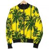 Yellow Palm Tree Pattern Print Bomber Jacket