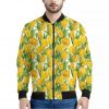Yellow Spring Tulip Pattern Print Bomber Jacket