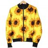 Yellow Sunflower Pattern Print Bomber Jacket