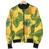 Yellow Tropical Pineapple Pattern Print Bomber Jacket