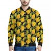 Yellow Tulip Pattern Print Bomber Jacket