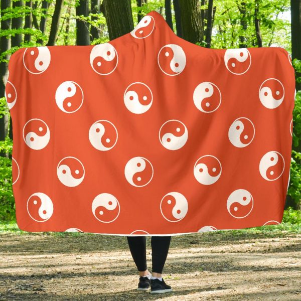 Yin Yang Print Pattern Hooded Blanket Cloak Blanket
