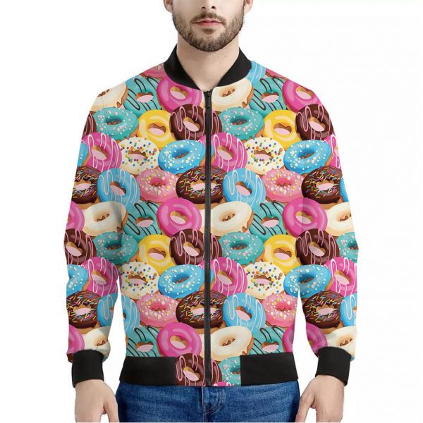 Yummy Donut Pattern Print Bomber Jacket