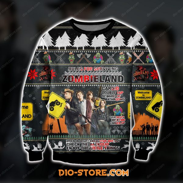 Zombieland 3D Print Knitting Pattern Ugly Christmas Sweatshirt