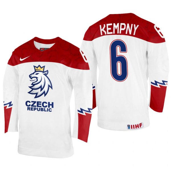 Men Czechia Hockey Michal Kempny 2022 IIHF World Championship White #6 Jersey Home
