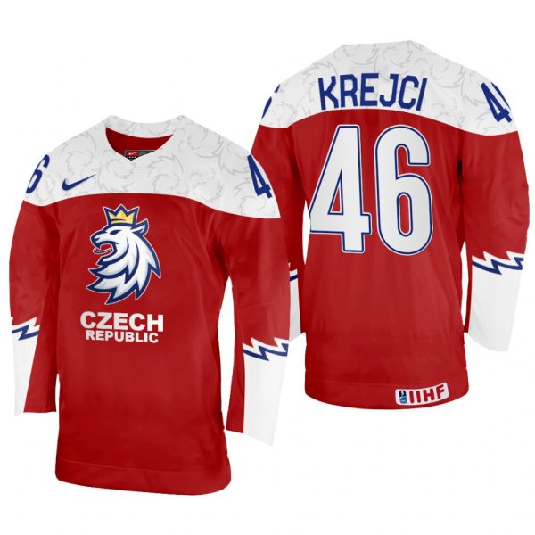 Men David Krejci Czechia Hockey Red Away Jersey 2022 IIHF World Championship
