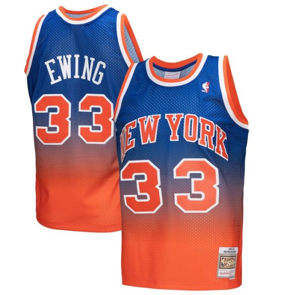 Patrick Ewing New York Knicks M&N 1991/92 Hardwood Classics Fadeaway Swingman Player Jersey - Orange/Royal