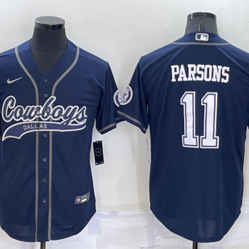 Men Dallas Cowboys #11 Micah Parsons Navy Blue Stitched Cool Base Baseball Jersey