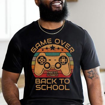 Back to School Funny Game Over Teacher Student Controller T-Shirt - Black