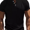 Men's Full Size Ribbed Button-Down Casual T-Shirt Plus Size