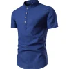 Men's Plus Size Mandarin Collar Short Sleeve Shirt