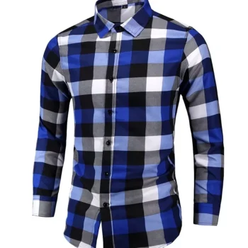 Men's Plus Size Plaid Long Sleeve Shirt