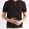 Men's Plus Size Ribbed Knit Slim Fit Polo