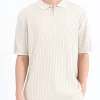 Men's Plus Size Ribbed Knit Zip-Up Polo