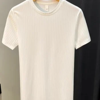 Men's Plus Size Slim Fit Ribbed Knit T-Shirt