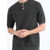 Men's Plus Size Textured Knit Henley T-Shirt