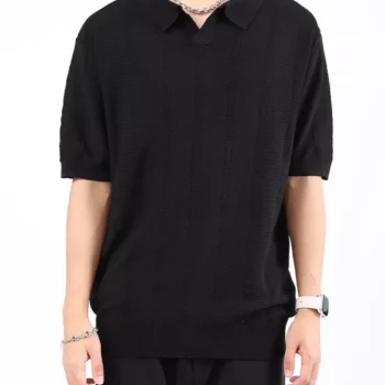 Men's Plus Size Textured Knit Slim Fit Polo