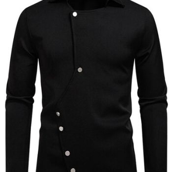 Men's Asymmetrical Button-Down Long Sleeve Shirt