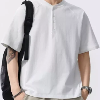 Men's Full Size Button Detail Short Sleeve T-Shirt Plus Size