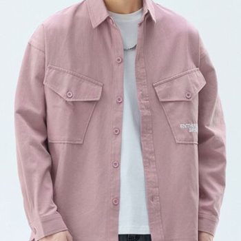 Men's Plus Size Button Up Casual Shirt with Chest Pockets