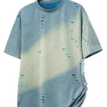 Men's Plus Size Gradient Round Neck T-Shirt