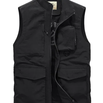 Men's Plus Size Multi-Pocket Zip Up Vest