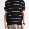 Men's Plus Size Striped Knit Button Detail Polo