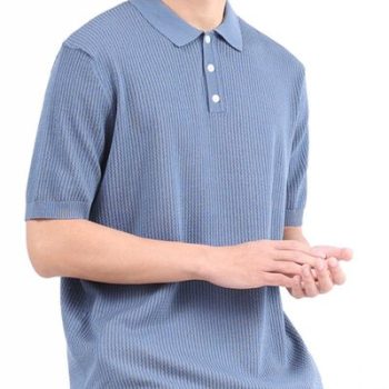 Men's Plus Size Textured Knit Short Sleeve Polo Shirt